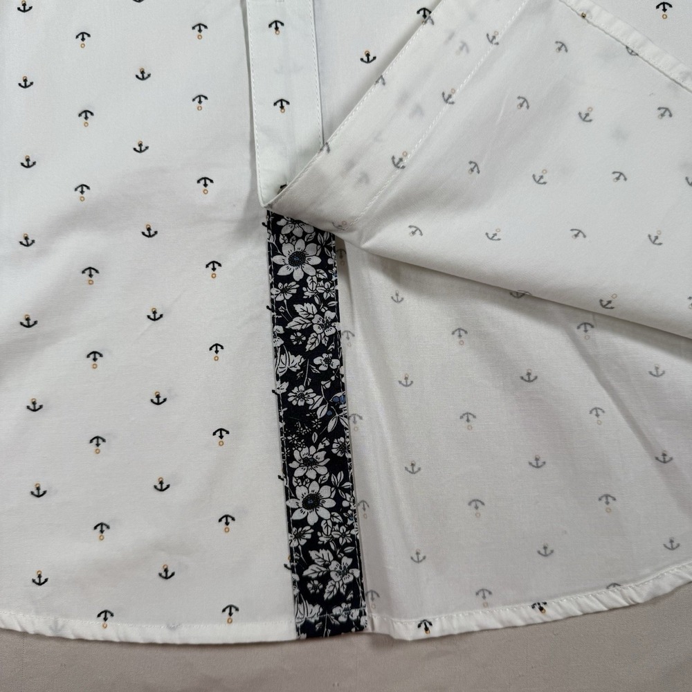 SSLR Mens‎ Anchor Print Short Sleeve Button Down Shirt White Medium NWT - Picture 9 of 12